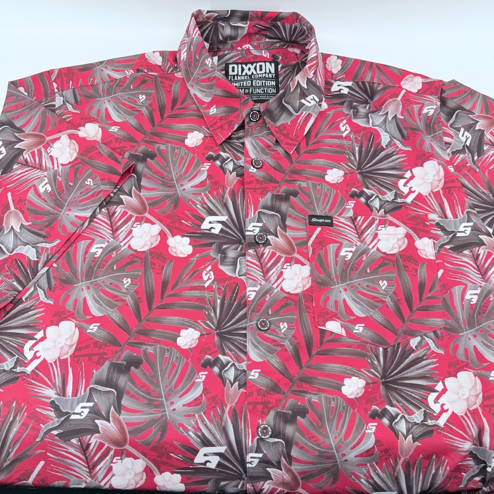Dixxon Flannel Co Snap-On Limited Edition Mens 2XL Red Tropical Hawaiian Shirt